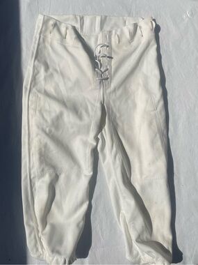 Rawlings Baseball Pants Mens Medium White Lace Front Made USA Adult Game Uniform